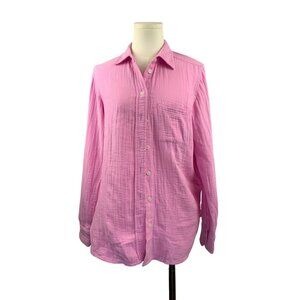 J. Crew Womens Pink Long-Sleeve Button-Down Shirt XS 100% Cotton
